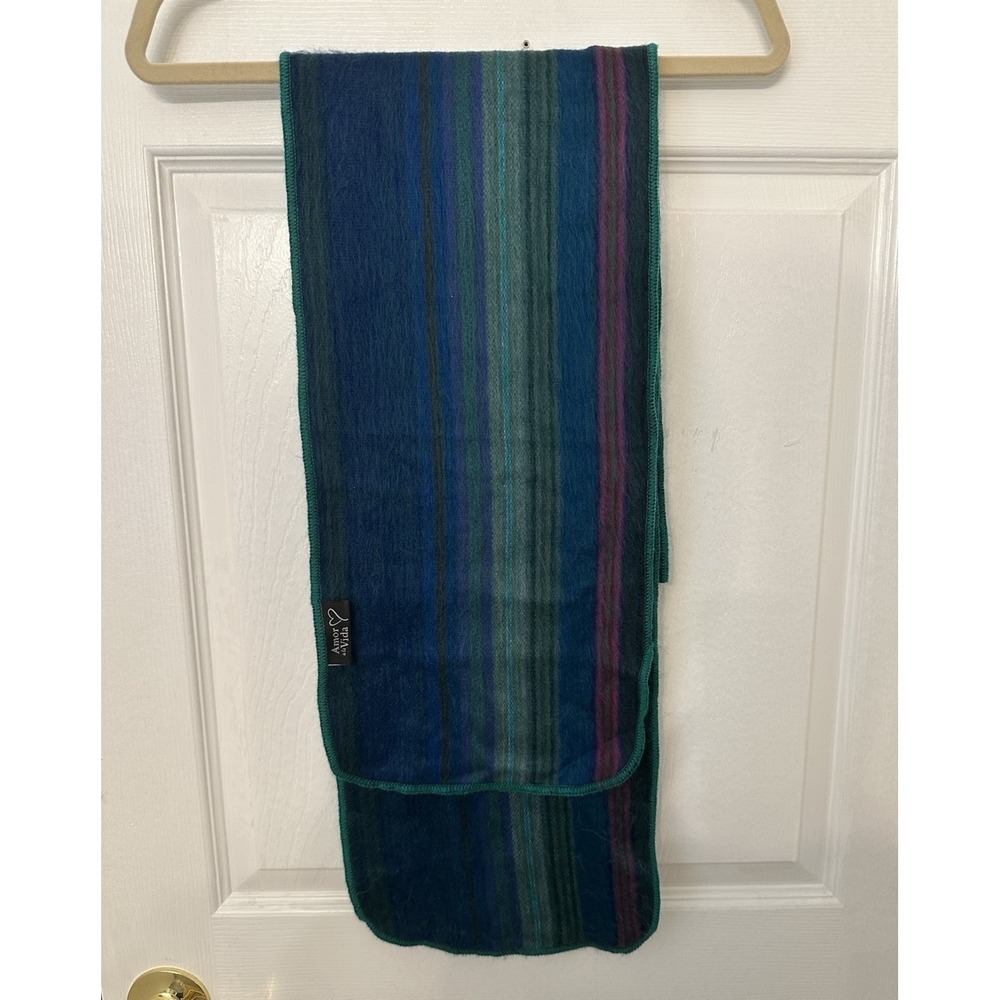 Amor a la Vida Alpaca Blend Striped Scarf Blue Greenβ Purple Made in Ecuador